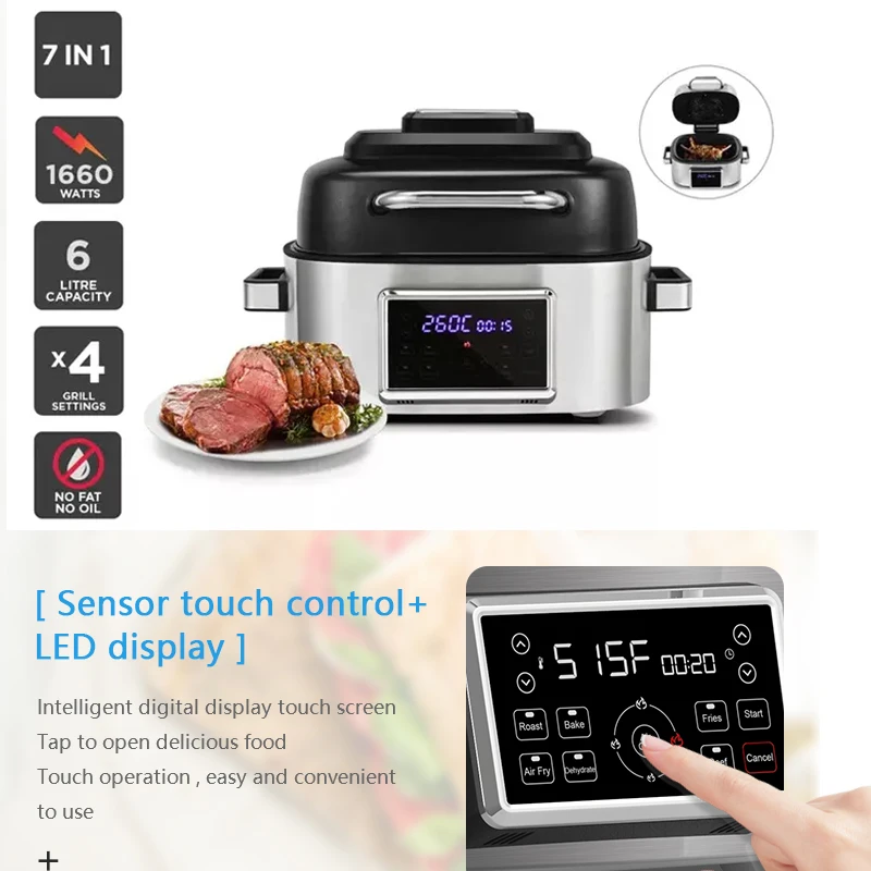 7 In 1 Oem Supplier Big Air Fryer Oven Indoor Electric Countertop foodi grill foodi grill Air Fryer Grill