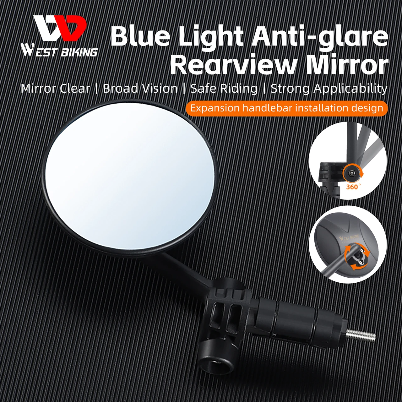 WEST BIKING Multi-angle Free Adjustment Bike Mirror Side Rearview Mirror BikeBicycle Safe Rearview Mirror