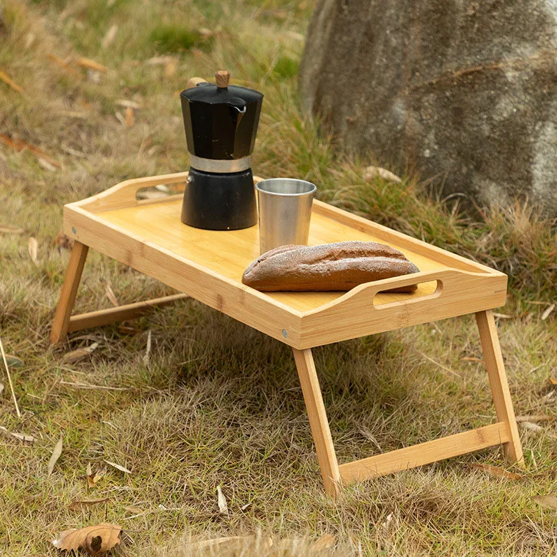 Natural Wooden Folding Adjustable Bamboo tray table folding for camping