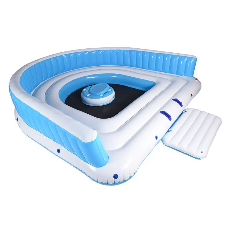 Custom Inflatable Floating Island 6 Person Backrest Water Sofa Outdoor Drifting Inflatable Dock Platform
