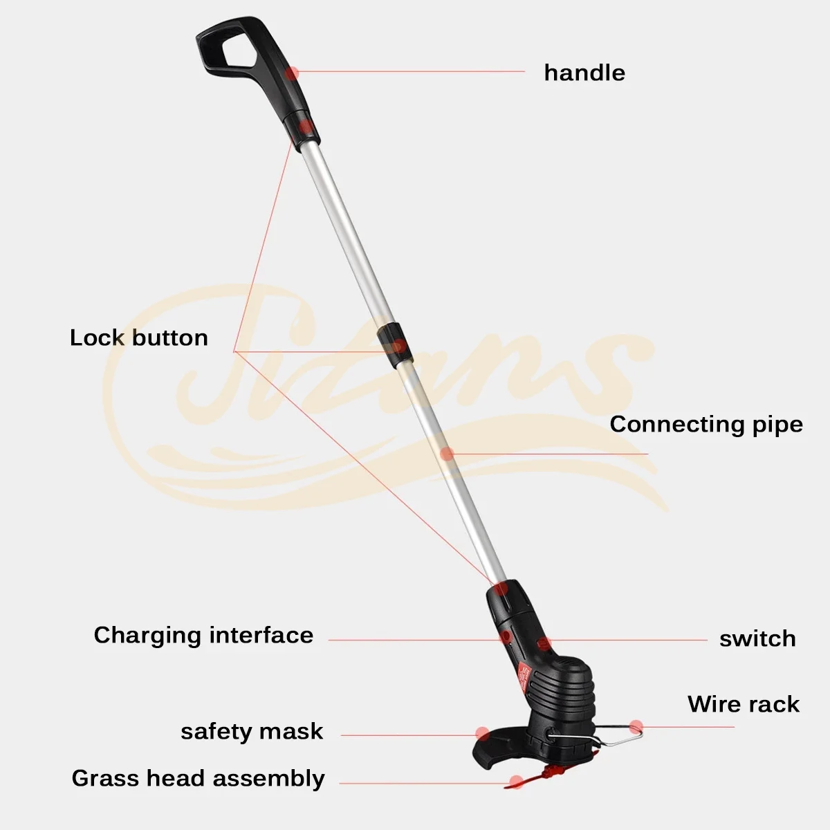 Weed cutter Garden electric lawn mower  portable aluminum folding handle professional field grass trimmer