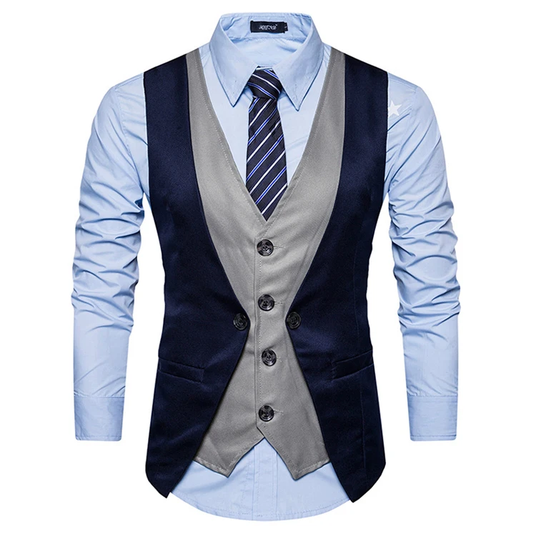 Formal Men Vest Waistcoat Single Breasted Custom Suit Vest Men Cotton Casual Navy Chalecos Hombre