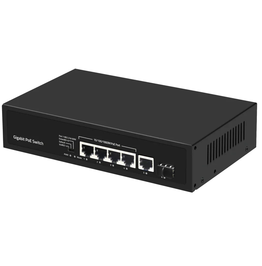 10/100/1000 м 4 порта PoE Fast Ethernet-коммутатор с 1 Gigabit Uplink коммутатор питания через Ethernet для специальный маркетинговый канал