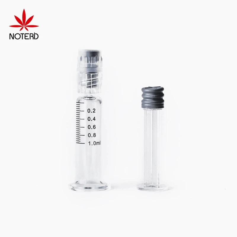 Пользовательский логотип печать 1 мл luer lock стеклянный шприц масляная дистиллятная упаковка