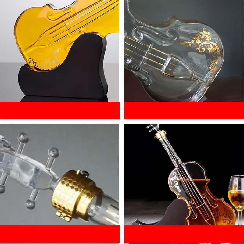 500/1000ml Violin shaped glass wine bottle Home creative sealed shaped bubble medicine empty wine bottle decanter