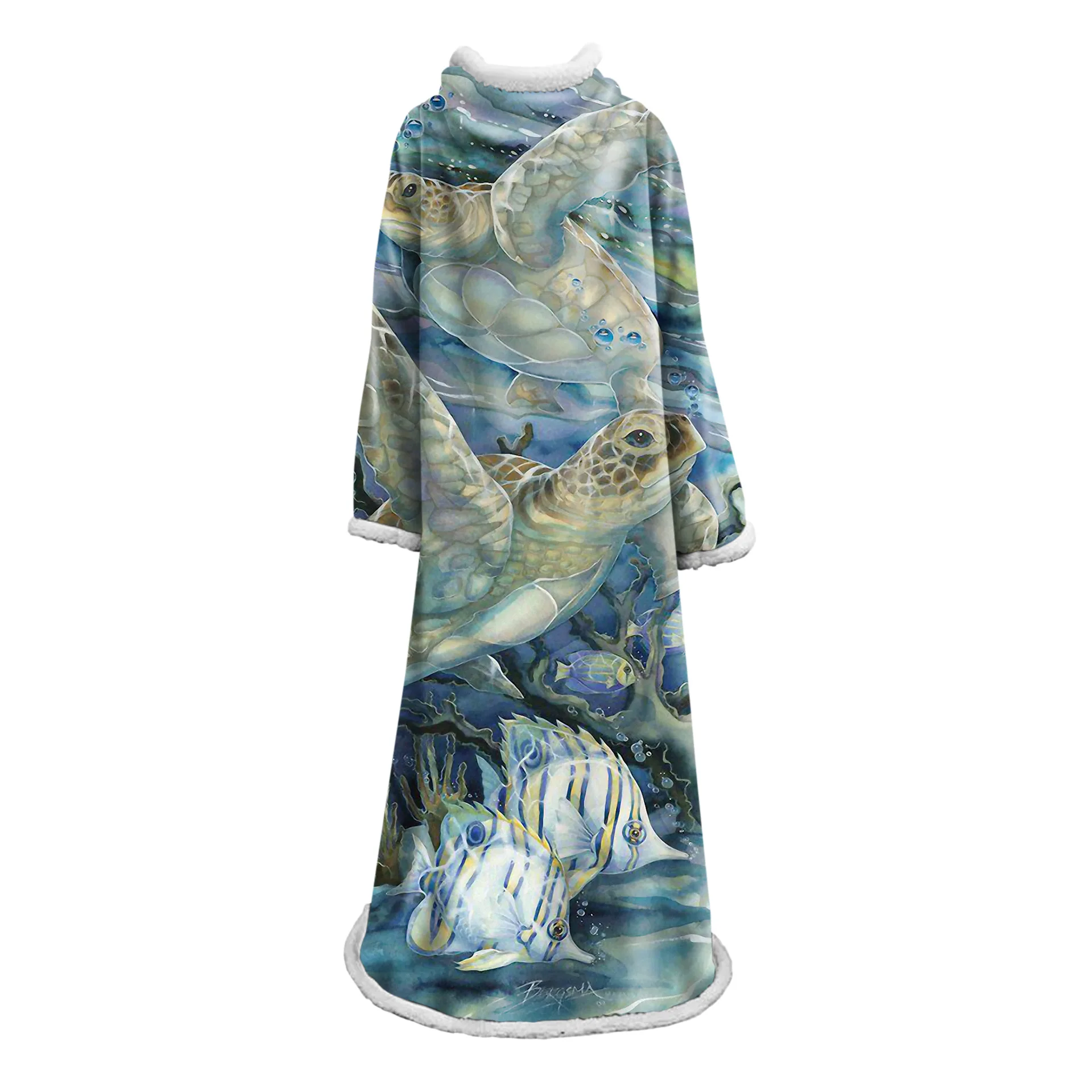 Amazon Hot Sale Wearable Blanket with Sleeves Arms Super Soft Warm Comfy Large Fleece Plush Sleeved TV Throws Wrap Robe Blanket