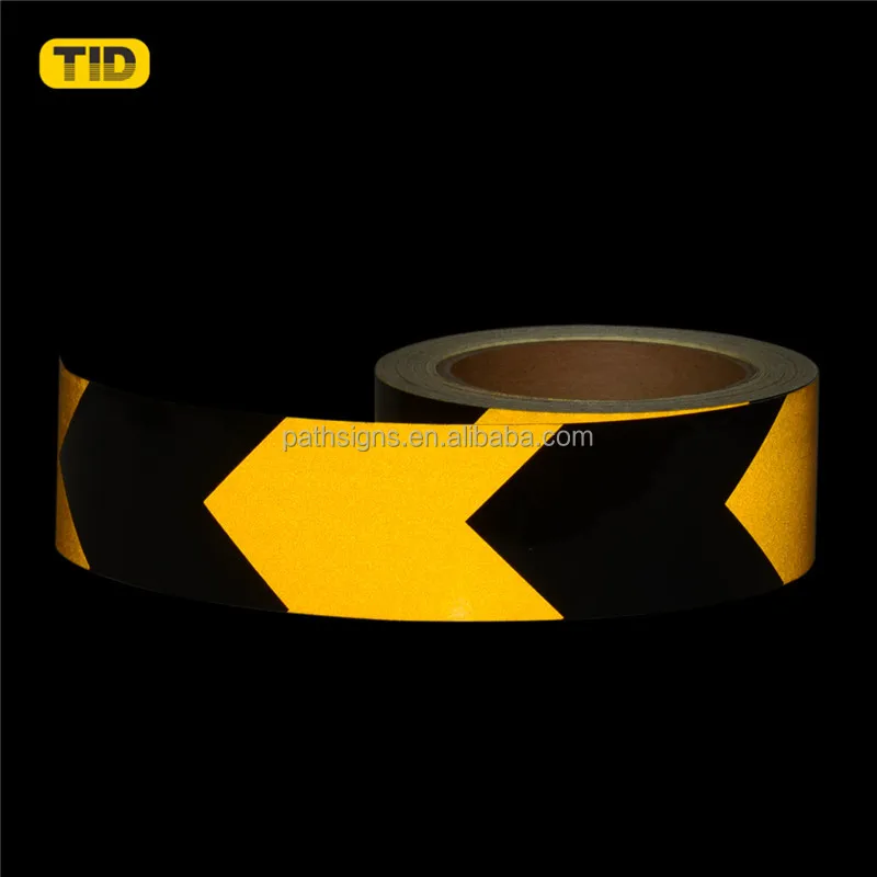 Glass Bead Reflective Strip Wholesale Black&Yellow Arrow Sticker Radium Sticker for Vehicle Truck Trailer Arrow Light