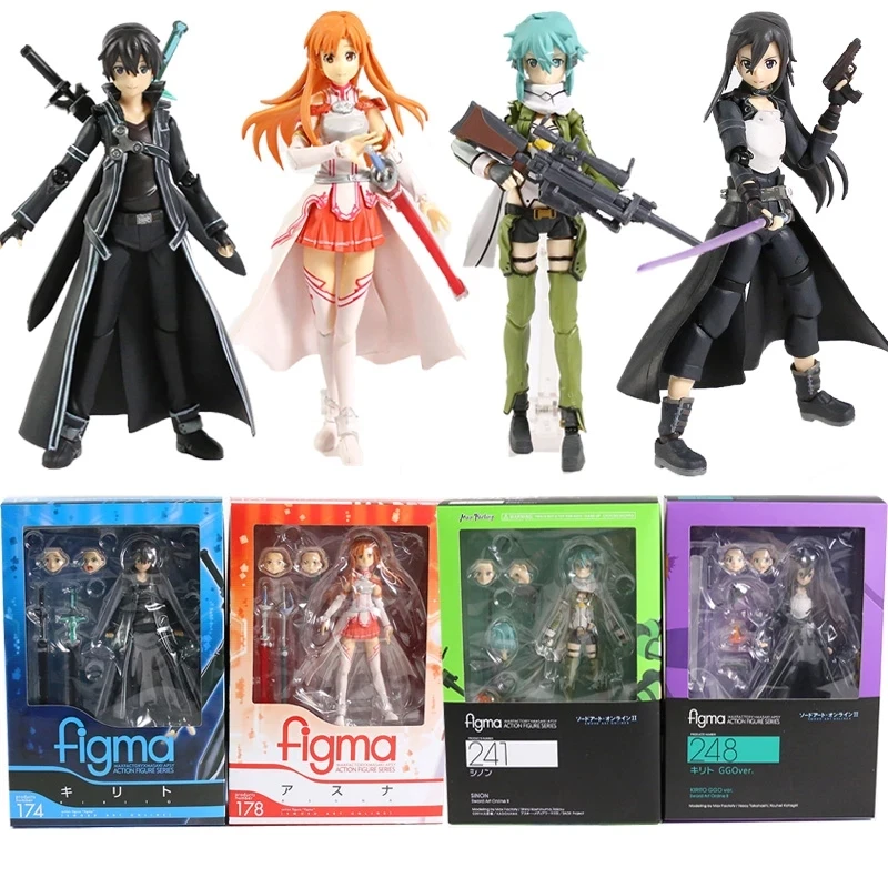 Figma Sword Art Online Kirito 174 248 Asuna 178 Sinon 241 PVC Action Figure Collectible Model Toy