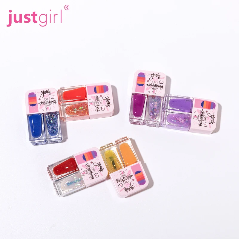 Nails Partner 2 Colors Water Based Glitter Shiny Kids Non Toxic Washable Peel Off Private Label Nail Polish for Tween Girls