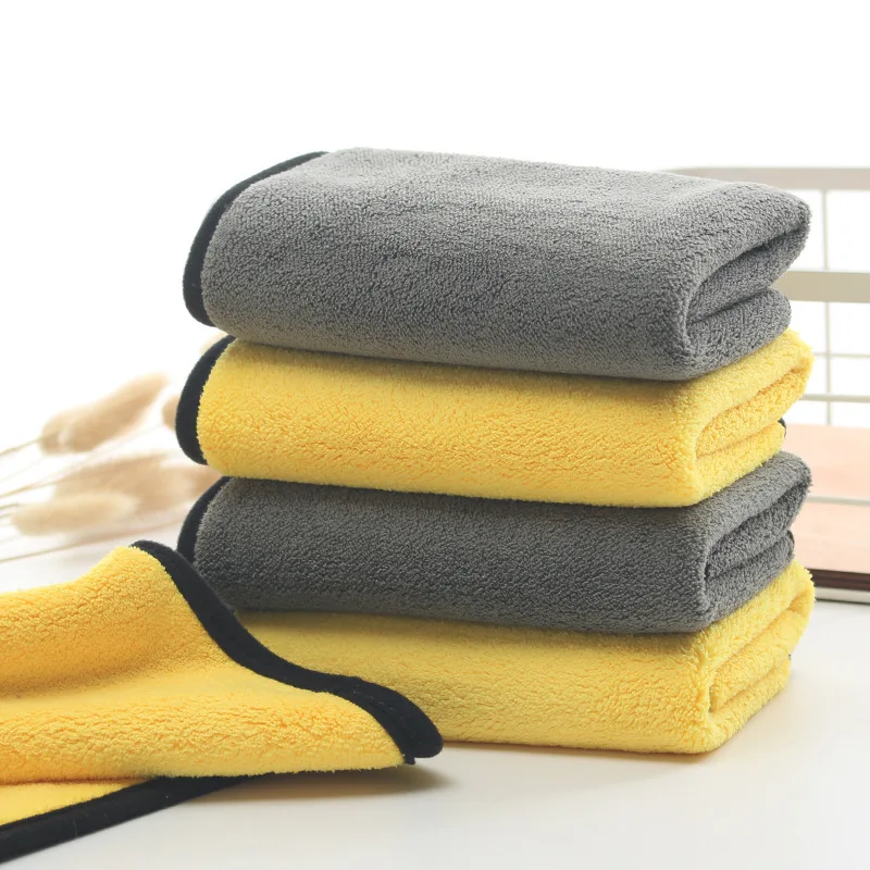 Custom Logo Coral Fleece Thicken Quick Dry Towel Car 800gsm Absorbent Microfiber Car Towel Cleaning Cloth Wash Towel Car