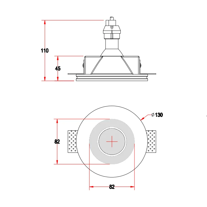 GDLED Plaster  Downlight Trimless  Light IP20 Gypsum  Spotlight  GU10 LED  Recessed Downlight Spotlight