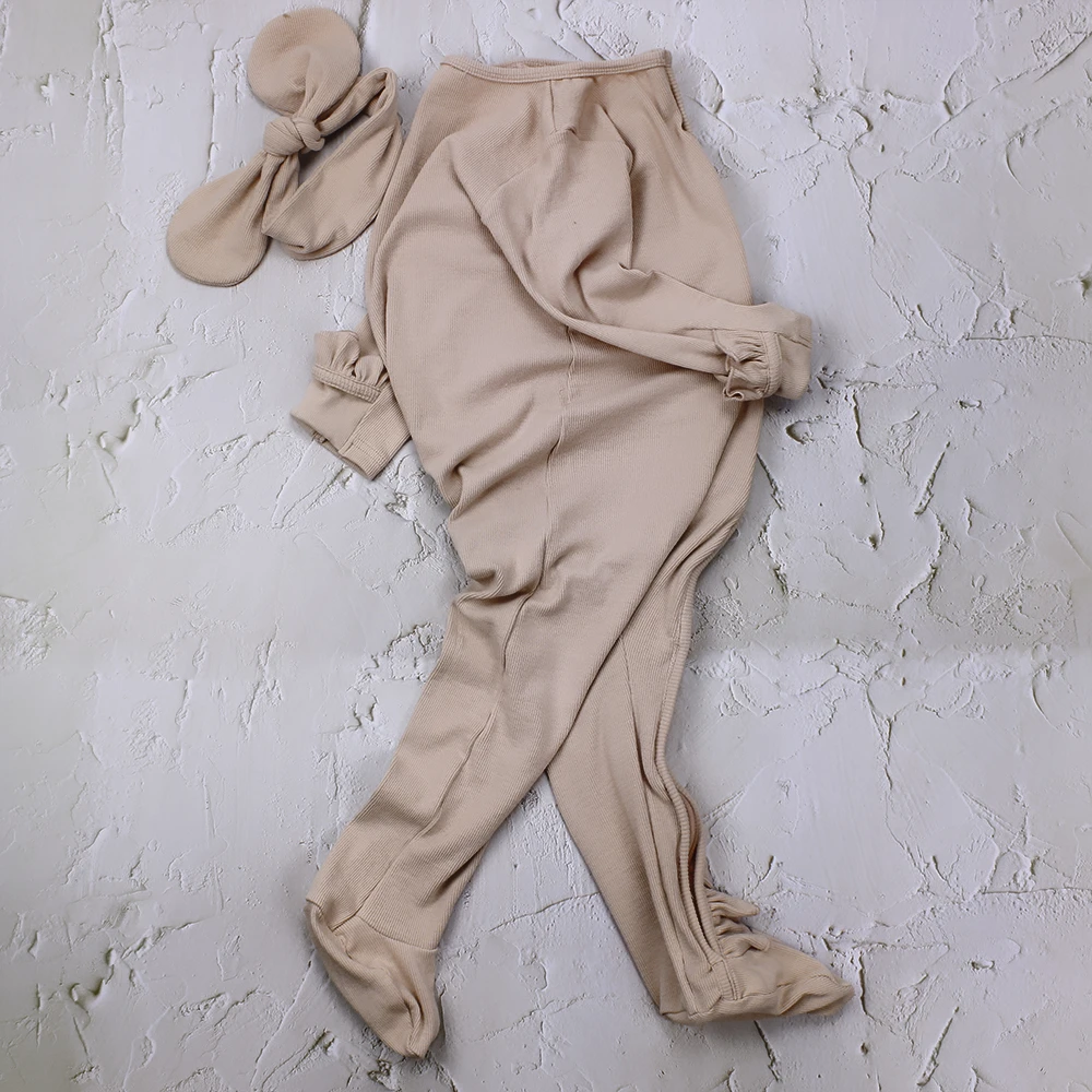 Wholesale jumpsuits Long Sleeve pajamas bamboo jumpsuits playsuits bodysuits clothes baby zip romper with headband