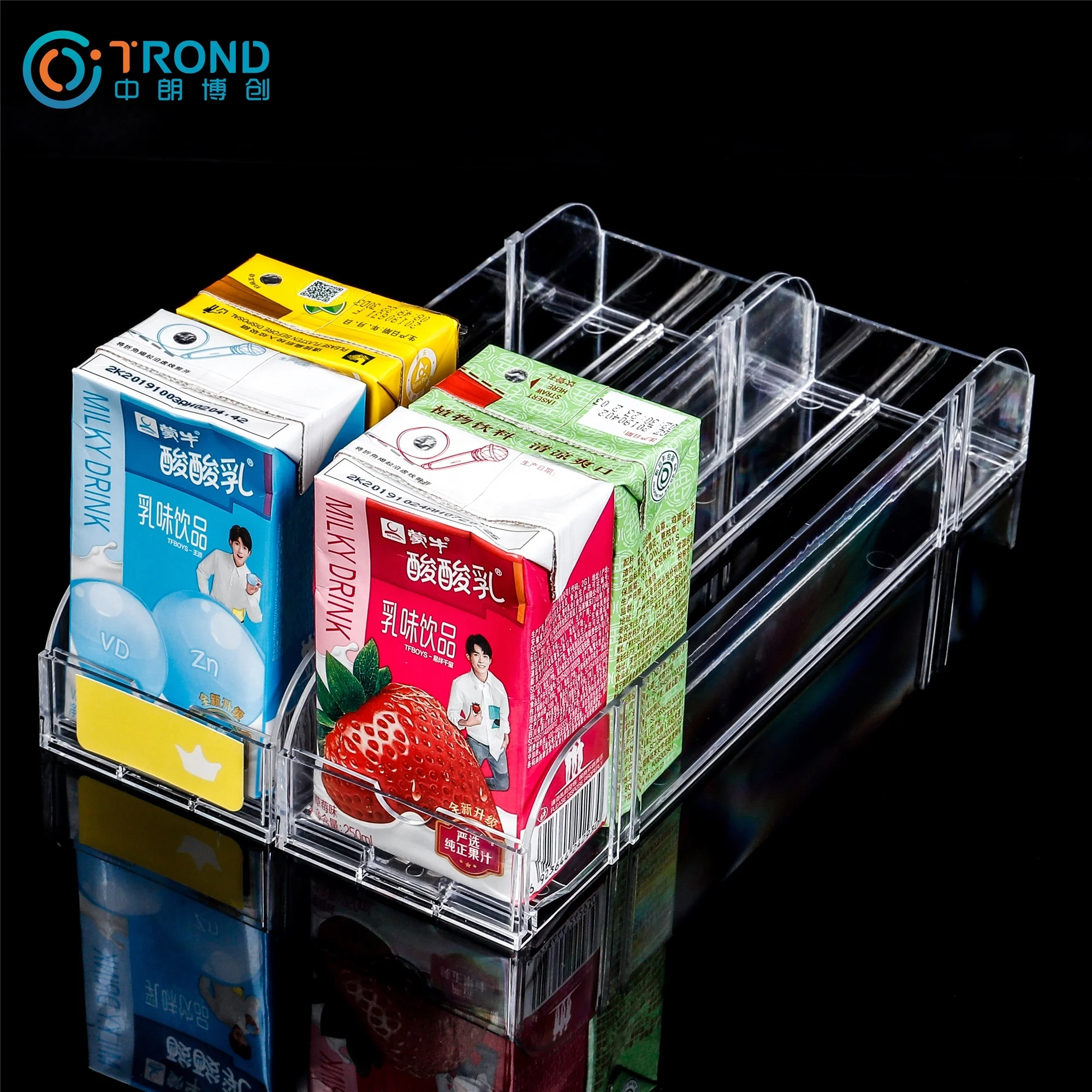 Adjustable Supermarket shelf glide for canned drink Auto Feed Freezer Fridge Drinks Bottle Beverage Shelf Plastic Pusher Display