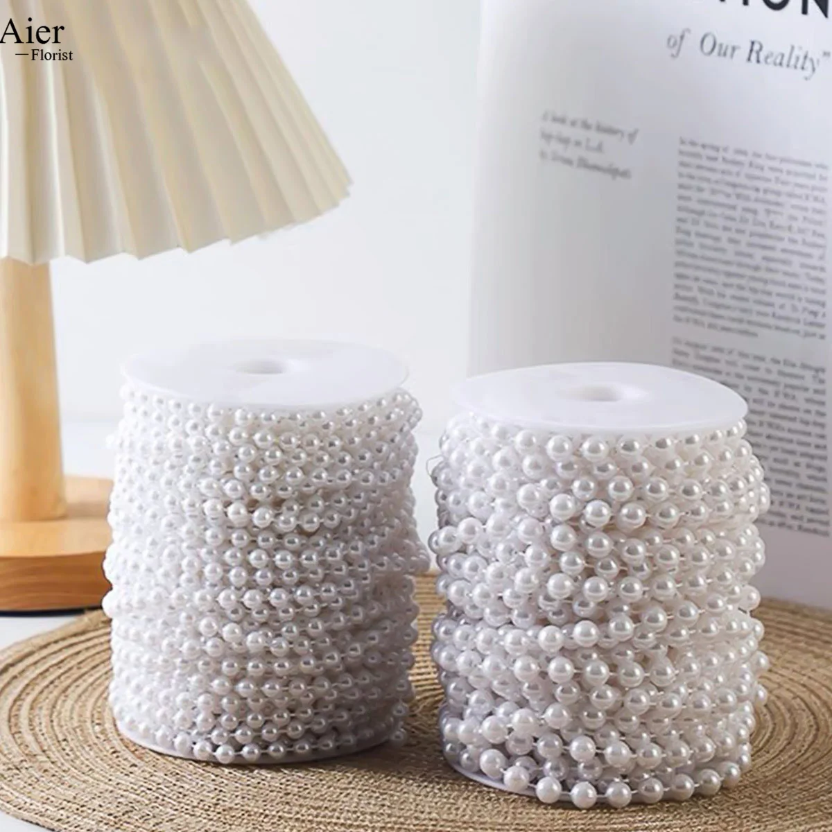 Aierflorist 4cm * 9Y Bouquet packaging 6mm pearl chain wholesale ribbon