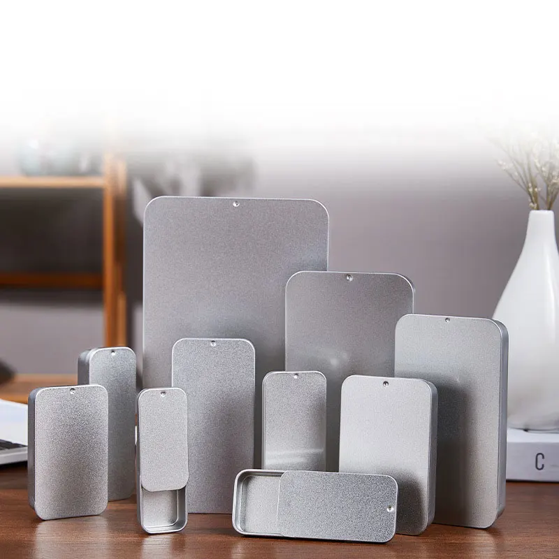 Slide Top Tin Containers Mini Metal Tin Box Containers Storage Boxes with Lid for Small Items for Candies Jewelry Crafts Pills