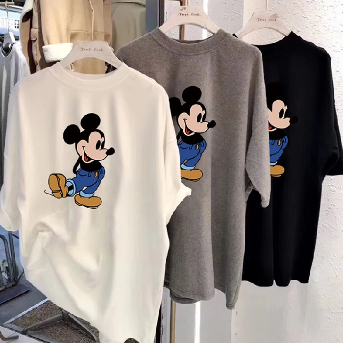 wholesale summer new product cartoon printing Mickey pattern short sleeve T-shirt loose round collar jacket