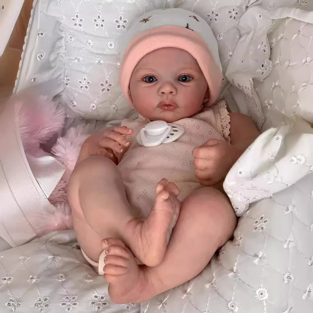 18 Inch Baby Meadow Gift Doll Realistic Handmade Hair 3d Painted Visible Veins Reborn Doll