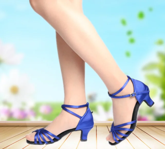 Custom Women Latin Dance Shoes Adult Soft Leather Soles square High Heel Ballroom