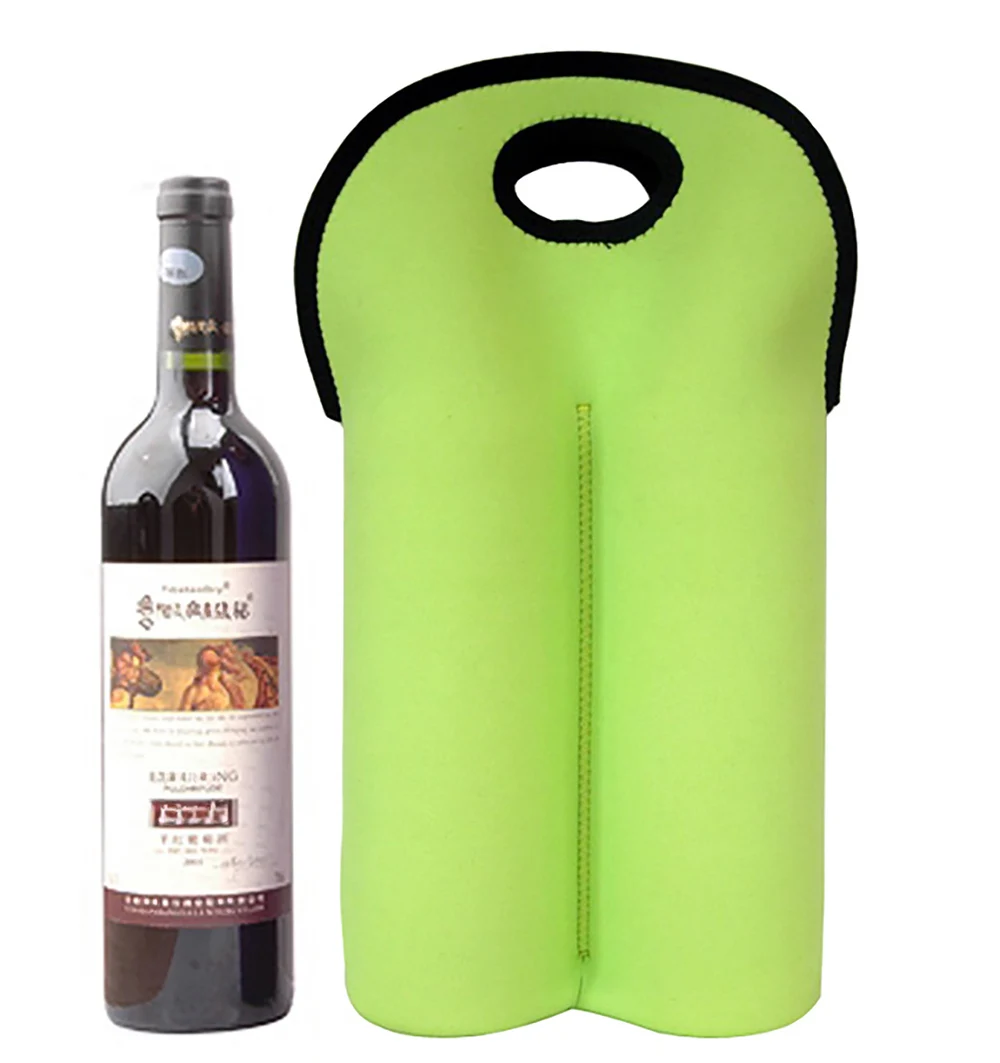 Custom Wholesales LOGO Print Soft Insulated Black Neoprene Bag Outdoor Lunch Tote Cooler Bag Neoprene Wine Bag For Wine Bottles