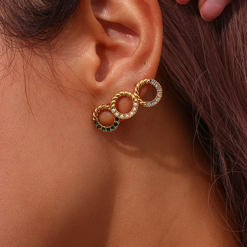 Fashion Jewelry 2024 Wholesale Circle Stud Earring Mini Women Ear Studs Hoop Earrings Hypoallergenic Zircon Earring