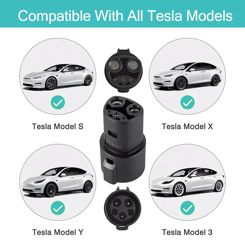 250v Type1 ev charger adapter 60a J1772 portable ac ev charger adaptor for TESLA car