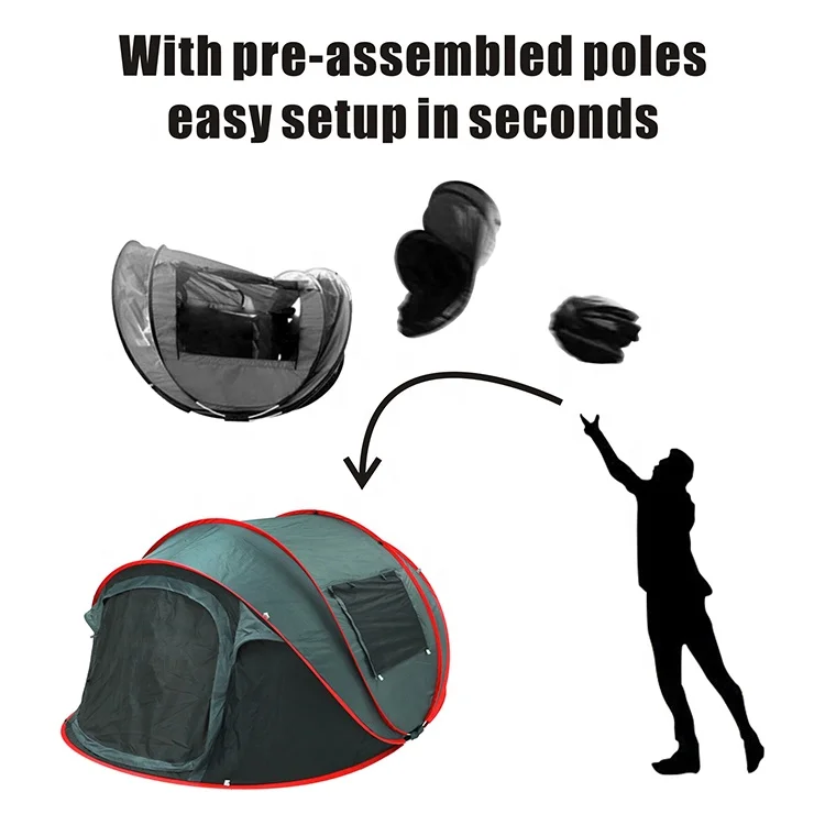 Trending Outdoor Automatic Pop Up Camping Tent 3-4 Persons Family for Sale