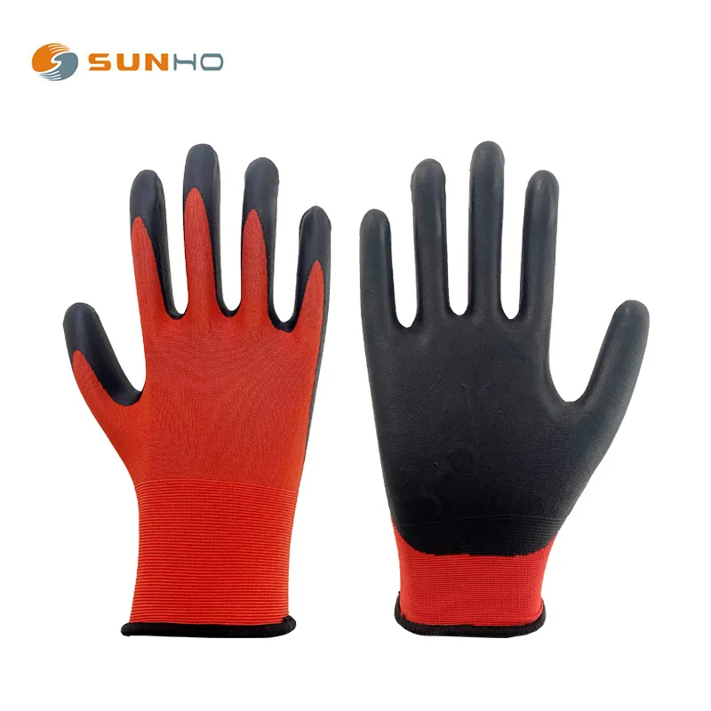SunnyHope Free Sample XL Nitrile Coated Gloves Comfortable Safety Gloves with Latex for Touch Screen EN388 Certified
