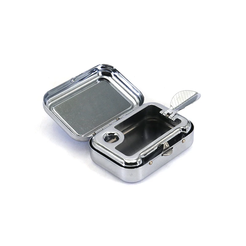 Portable Pocket Metal Ashtray Cigarette Case With Lockable Lid  For Smoking Accessories Square Ashtray Container
