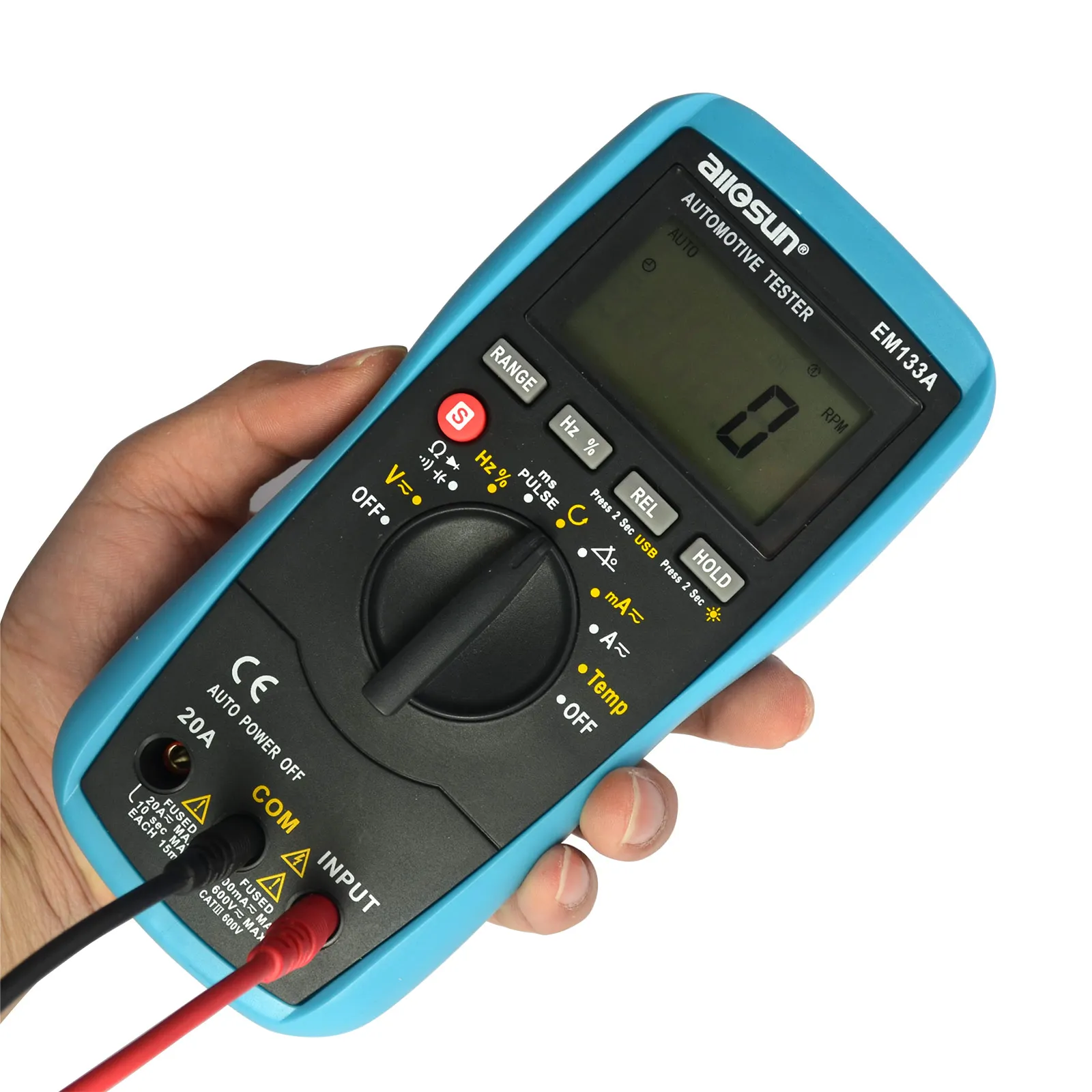 Allsun EM133A Digital Automotive Multimeter Autorange ACA/DCA Max.20A Electrical Instruments