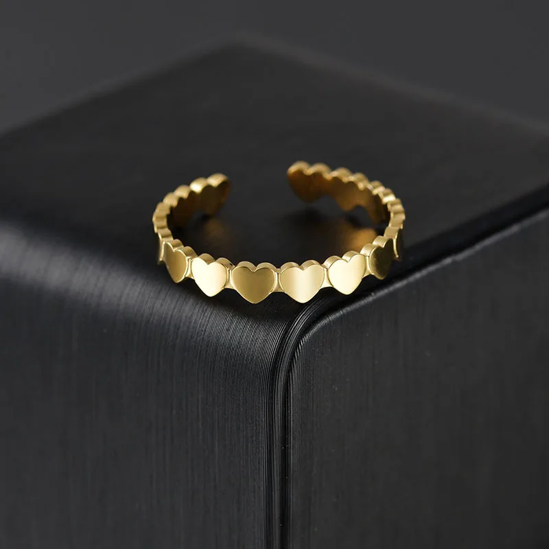 
2021 Wholesale Open adjustable simple gold toe ring jewelry women stainless steel heart patter toe rings 