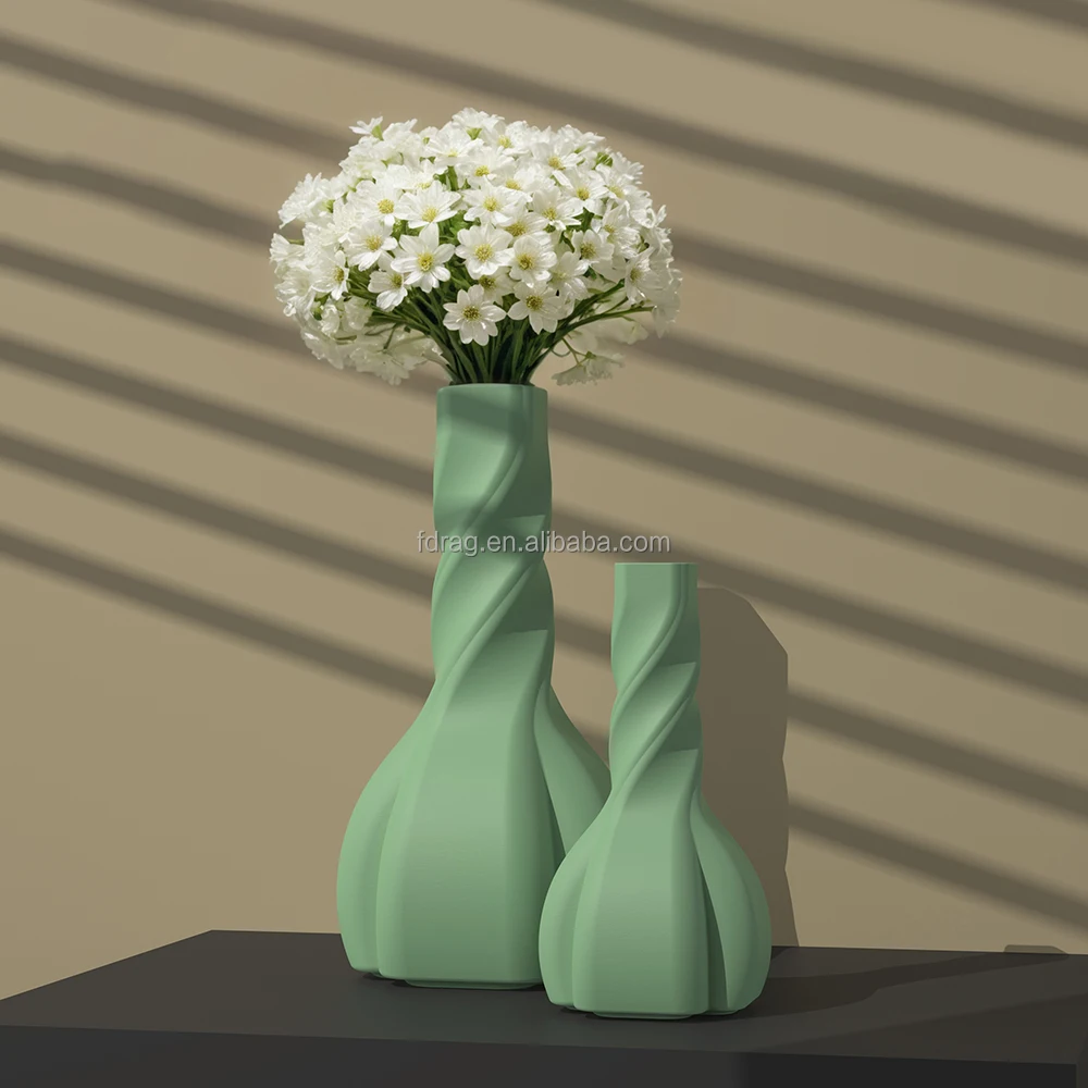 Factory Custom Design Art Abstract Twisted Porcelain Ceramic Dried Flower Vase for Centerpiece Table Decor