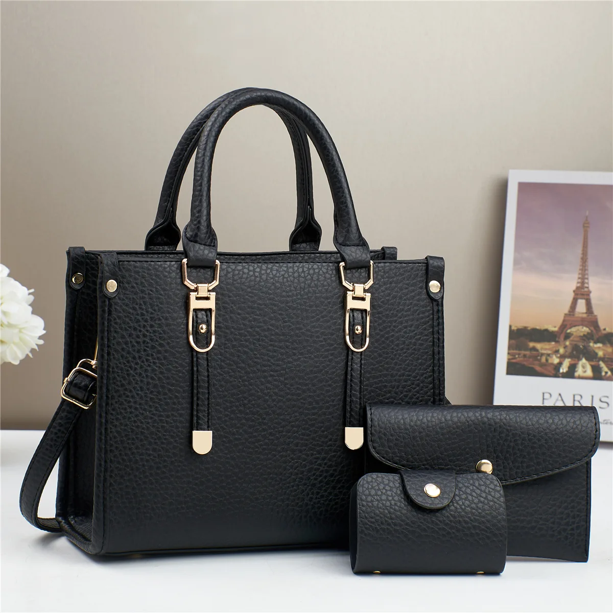 2024 New Style 3 Pieces Set Simple Casual Tote Bags Hobo Purse For Lady Working Handbags For Women