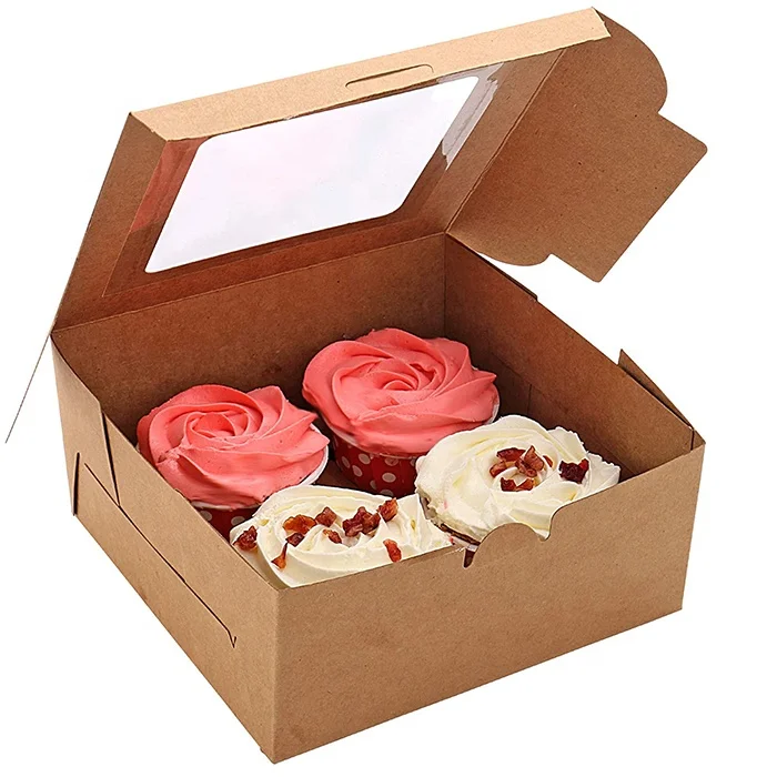 Customizable Square Luxury Birthday Clear Transparent Cake Box Custom Donut Cake Packaging Box Take Away Cupcake Box