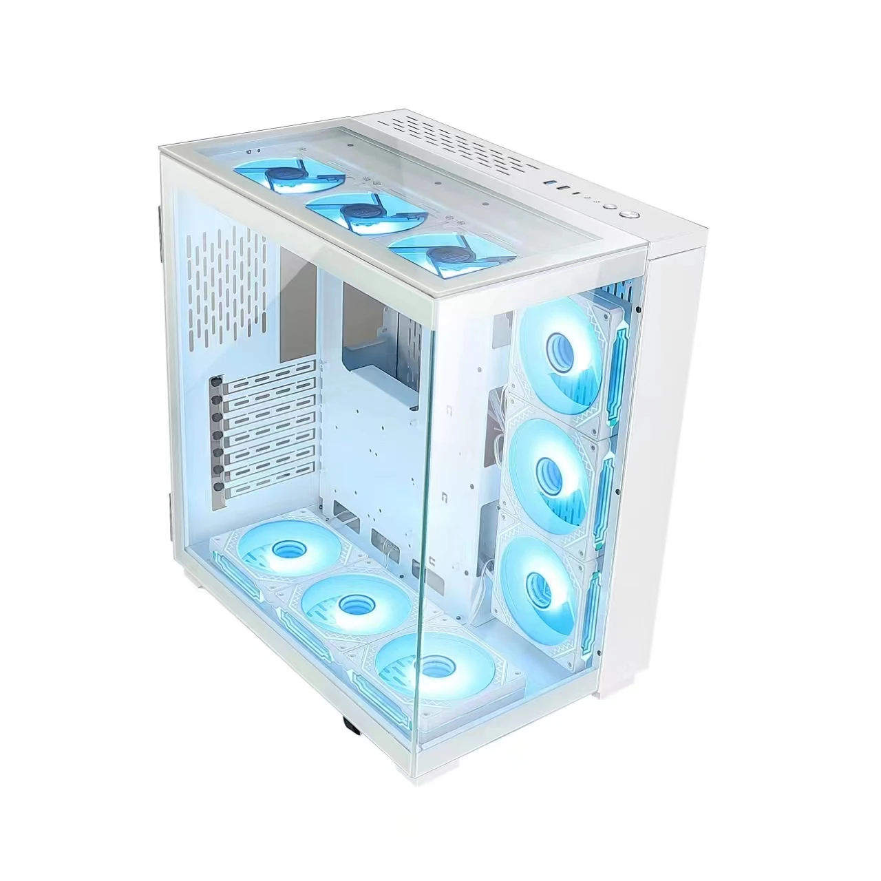 Micro ATX Desktop PC Case 3 x 120mm Fans Pre-Installed Tempered Glass Side Panel mATX E-ATX Gaming Computer Chassis