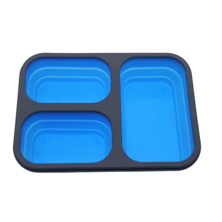 
High Quality Travel Microwave Compartments Silicone Folding Lunch Box 