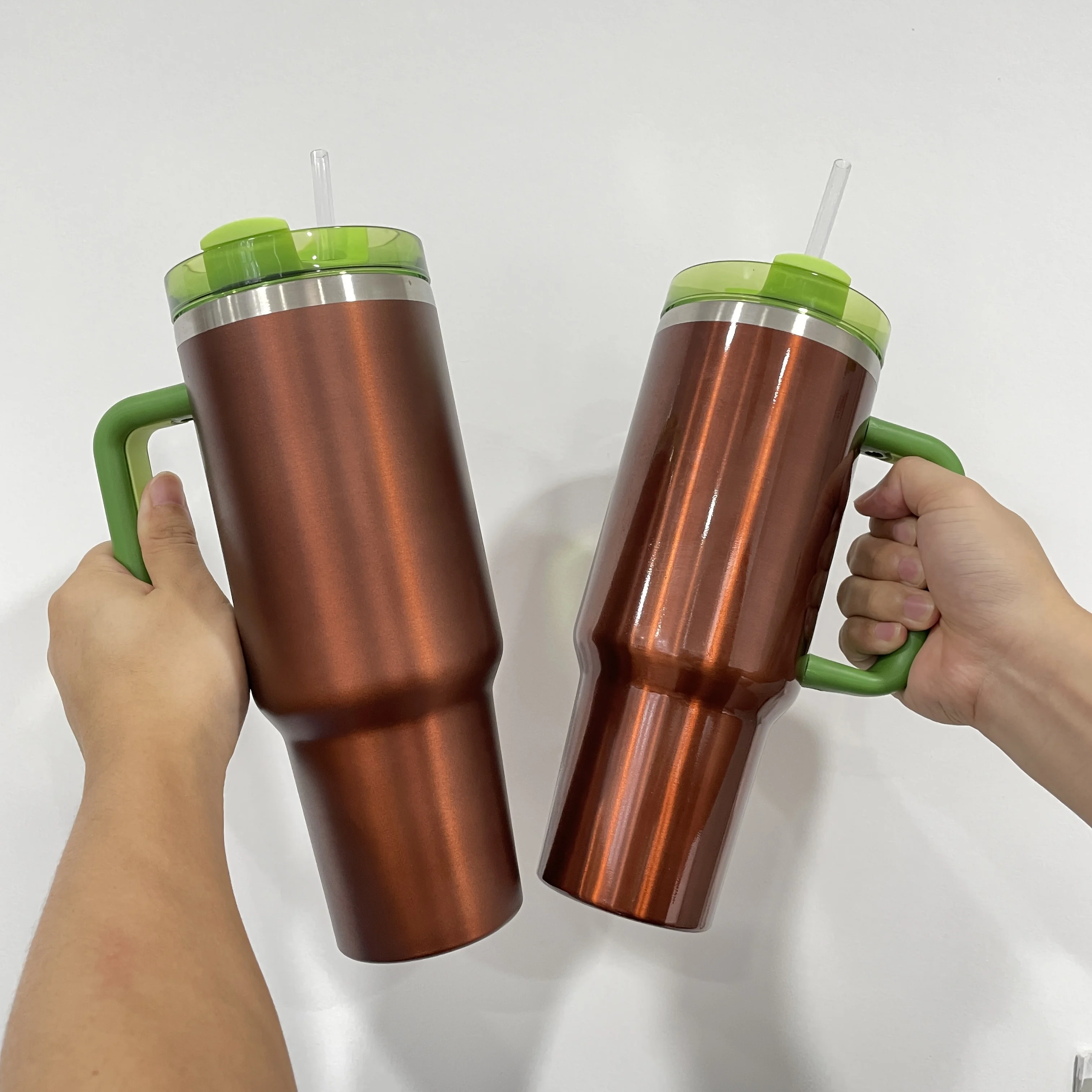 ready to ship thermos  with handle cup moonshine H2.0 40oz tumbler blank sublimation with green lid and handle