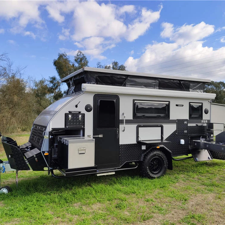 Small Off Road Teardrop Caravan Camping Travel Trailer with tent  hybrid caravan