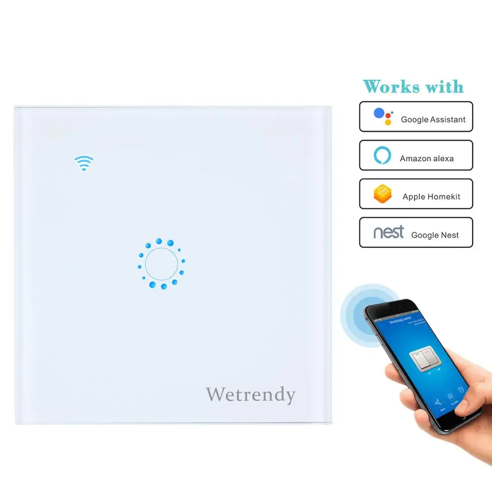 Лидер продаж 2020, настенный сенсорный выключатель для умного дома ЕС, Великобритания, Wi-Fi, стеклянная панель на 1/2/3 клавиши, выключатель света, черный/белый смарт-выключатель