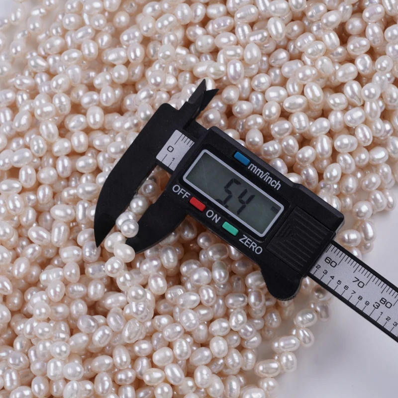 Top Drill Hole 5-6mm AA White Color Natural Loose Beads Real Fresh Water Rice Pearl Strand for jewelry making