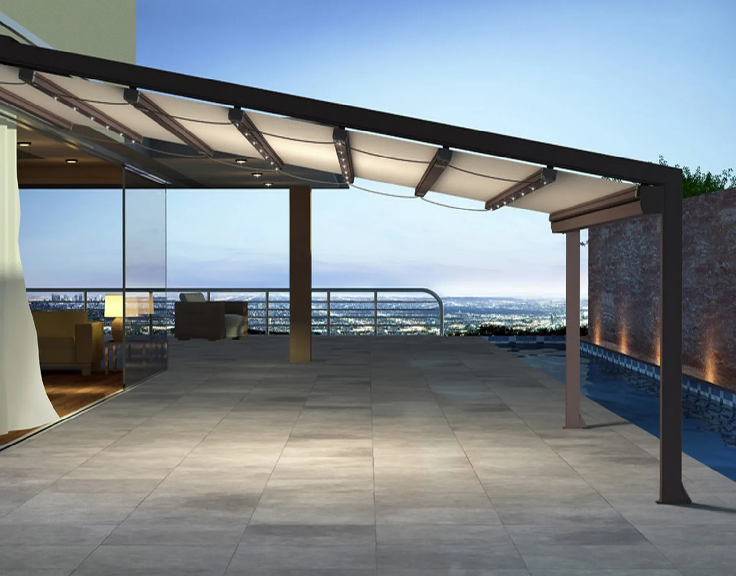 Factory Prcices Waterproof Balcony Cover Folding Roof Full Cassette Motorized Awning Retractable Pergola