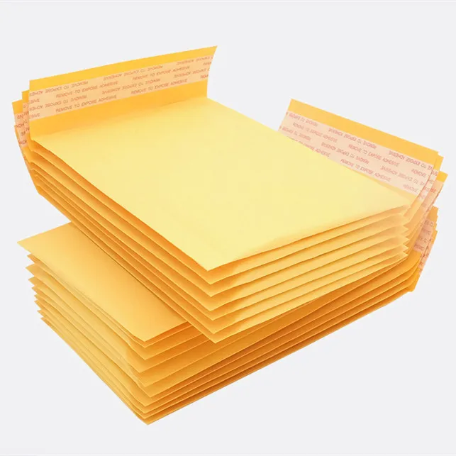 Hotsale Waterproof  Custom ECO Poly Yellow Kraft Paper Bubble Mailer Bag Express Delivery Packing Bag Self Adhesive Envelope Bag