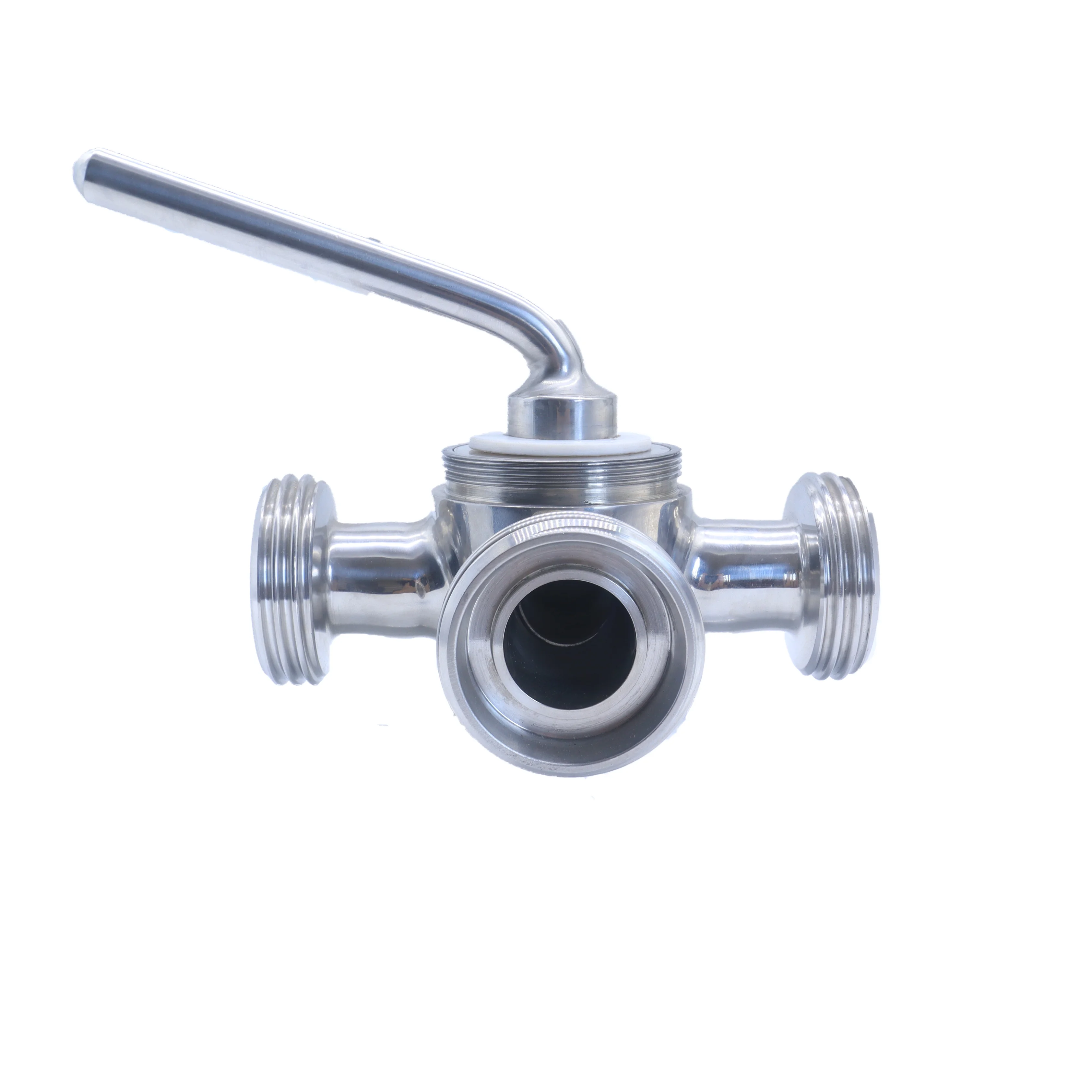 Factory Direst Sale Heavy Duty Manual Sanitary Male Thread Thread Clamp 3 ways T Type Ball Valve