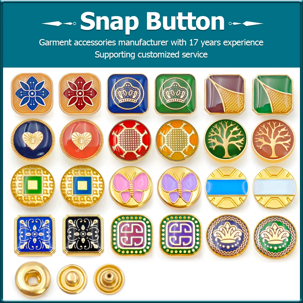 Custom logo alloy 12mm kurta boton thobe press 4 part fastener metal 4 part snap button button for clothing clothes muslim