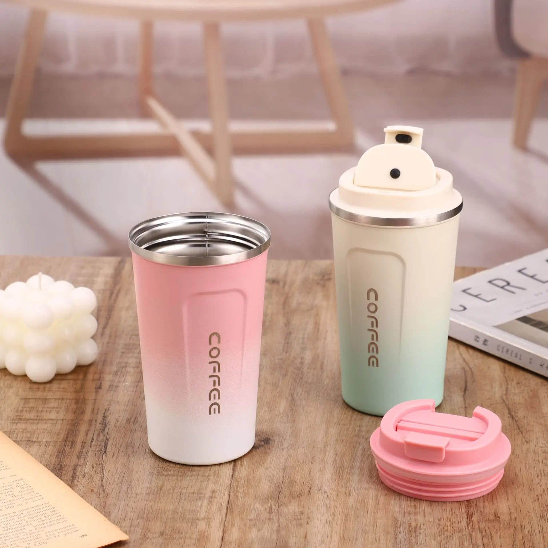 Stainless Steel Coffee Mug 380ml 510lm 304 Material Double Wall Vacuum Insulated Water Cup with Lids Travel Cups Coffee
