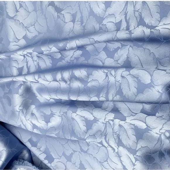 Wholesale Good Hand Felling All Polyester Woven Leaf Jacquard Satin Fabric For Spring and Summer