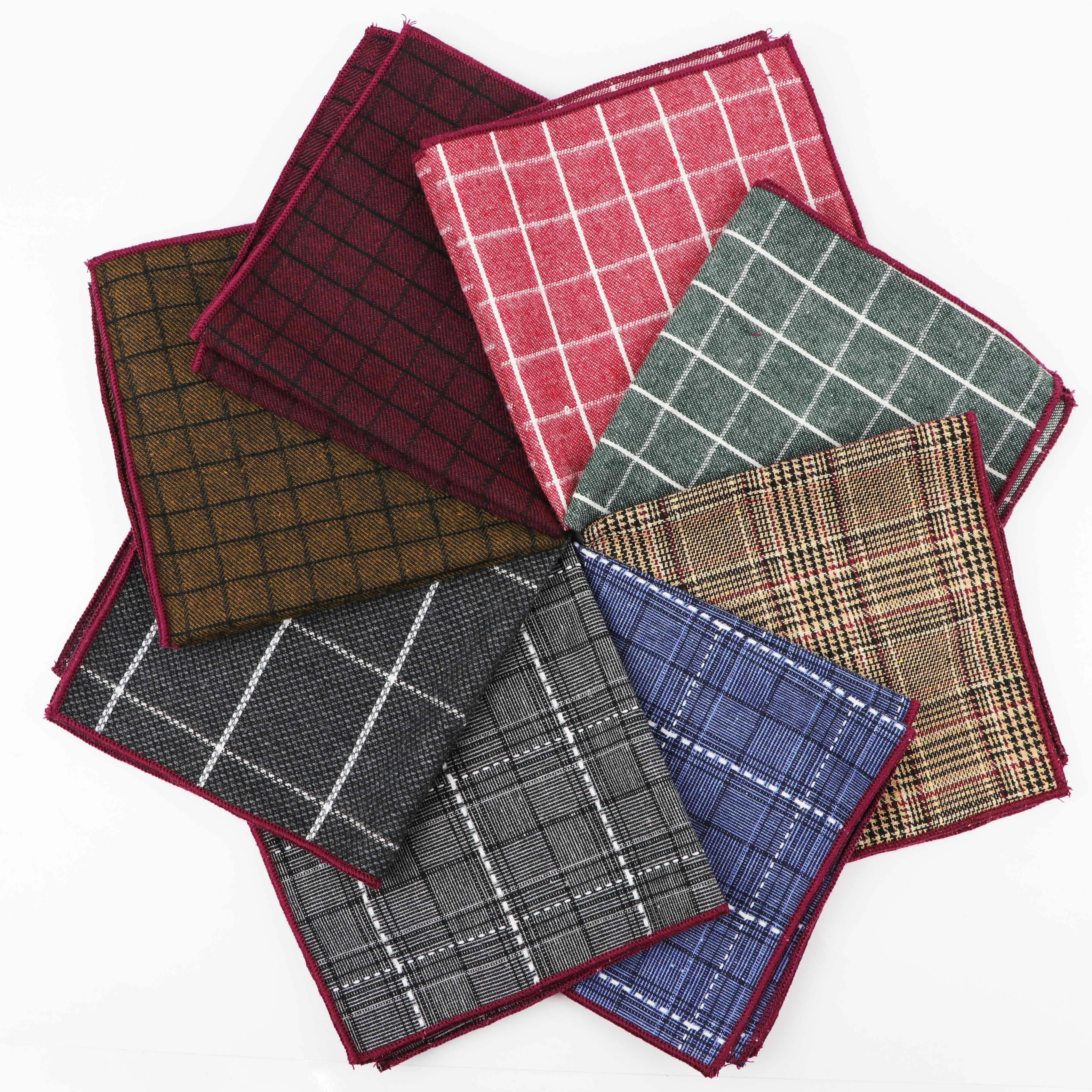 Полосатый хлопок носовые платки Тканые белый черный, красный синий карман квадратный мужские повседневное квадраты карманы платок полотенца