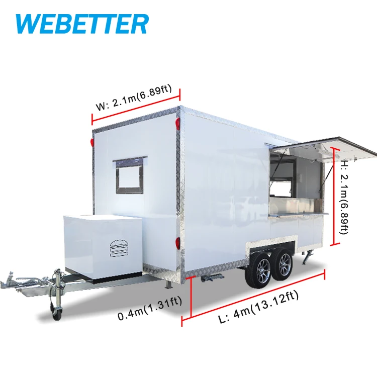 WEBETTER Customized Food Trailer With Equipments Street Cotton Candy Food Truck Hamburger Vintage Concession Food Trailer