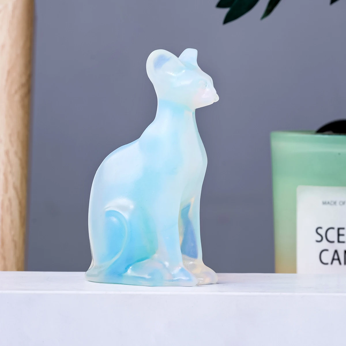 Crystal Hot Sales Yellow Calcite Carved Sphynx Cat Statue Carfts For Home Decor