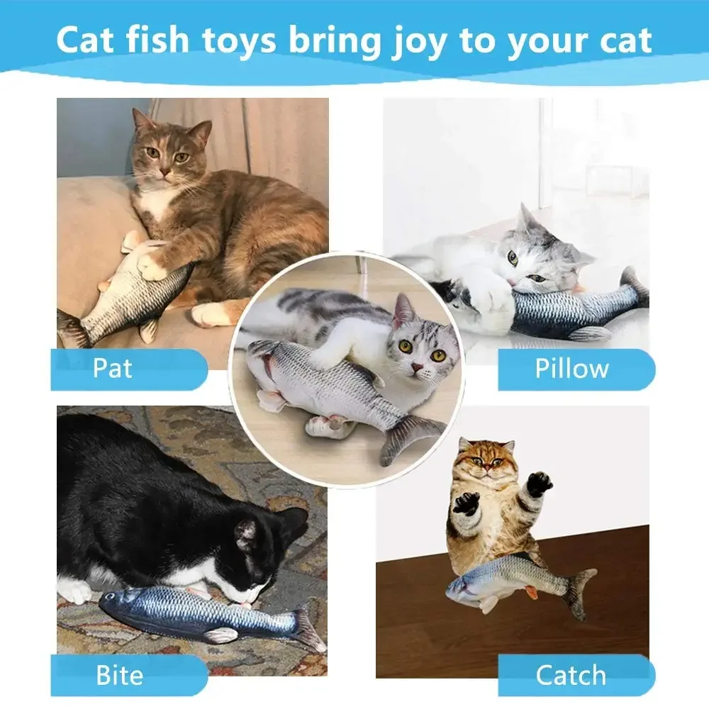 Realistic Electric Wiggling Fish Toy Flopping Moving Interactive Catnip Toy for Cat and Dog Pet Plush Toy