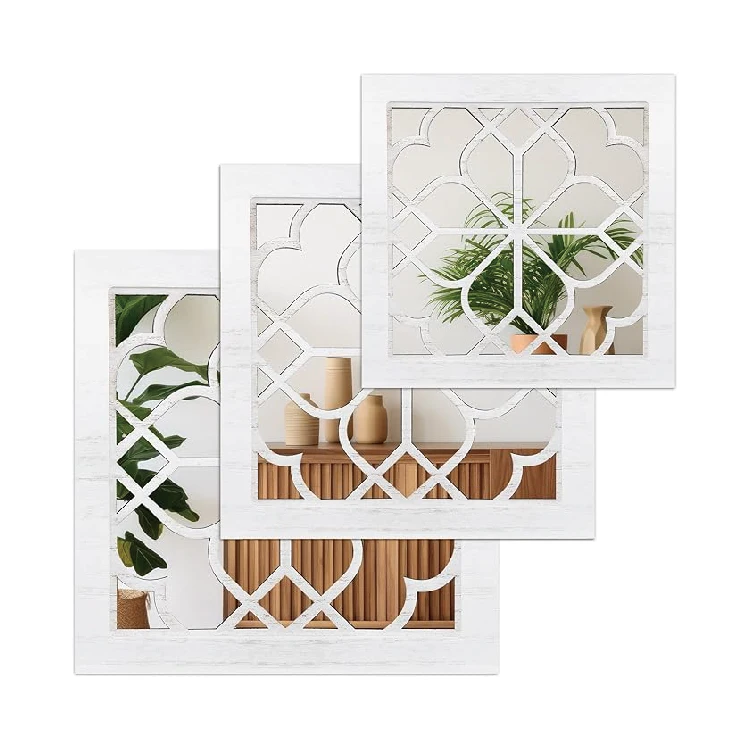 Square Decorative Mirrors For Wall Decor Modern Artistic Wall Mirrors Wood Wall Art Home Decorations